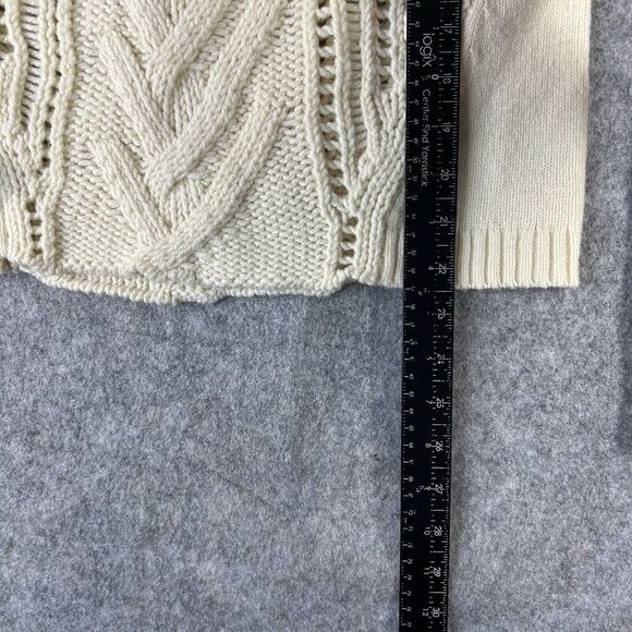 Vintage Woolrich Sweater Womens Small Lambswool Blend Cable Knit Cream Pullover - Picture 3 of 7